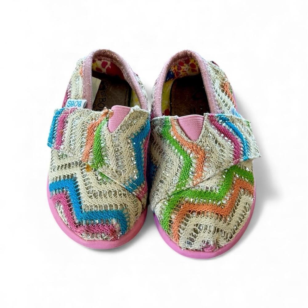 BOBS Skechers Toddler Girls Size 5 Multicolor Crochet Hook Loop Shoes